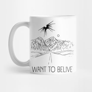 I Want to Belive - Shadow Ship Over a Road - White - Sci-Fi Mug